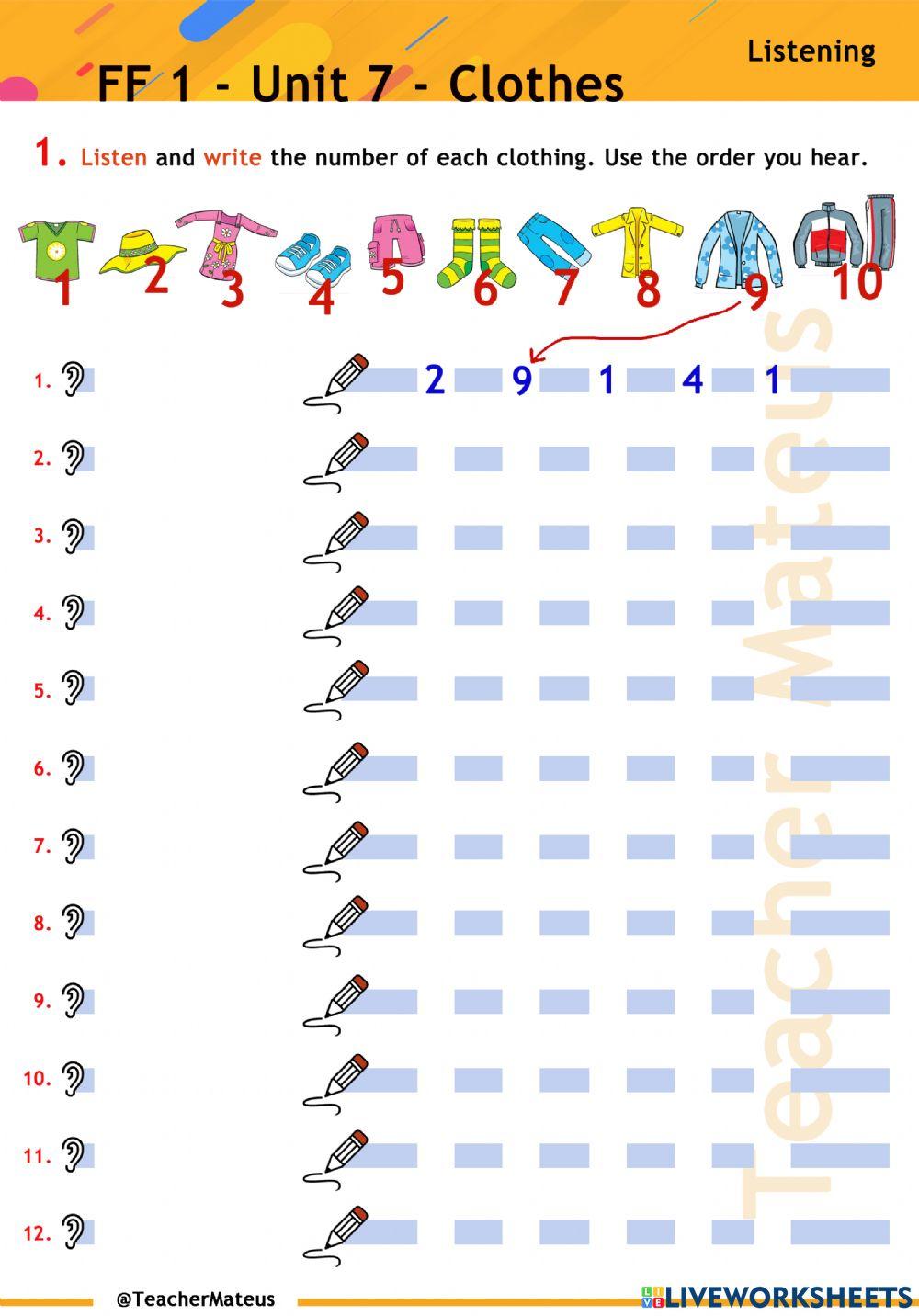 FF 1 - Unit 07 - Clothes - Listening