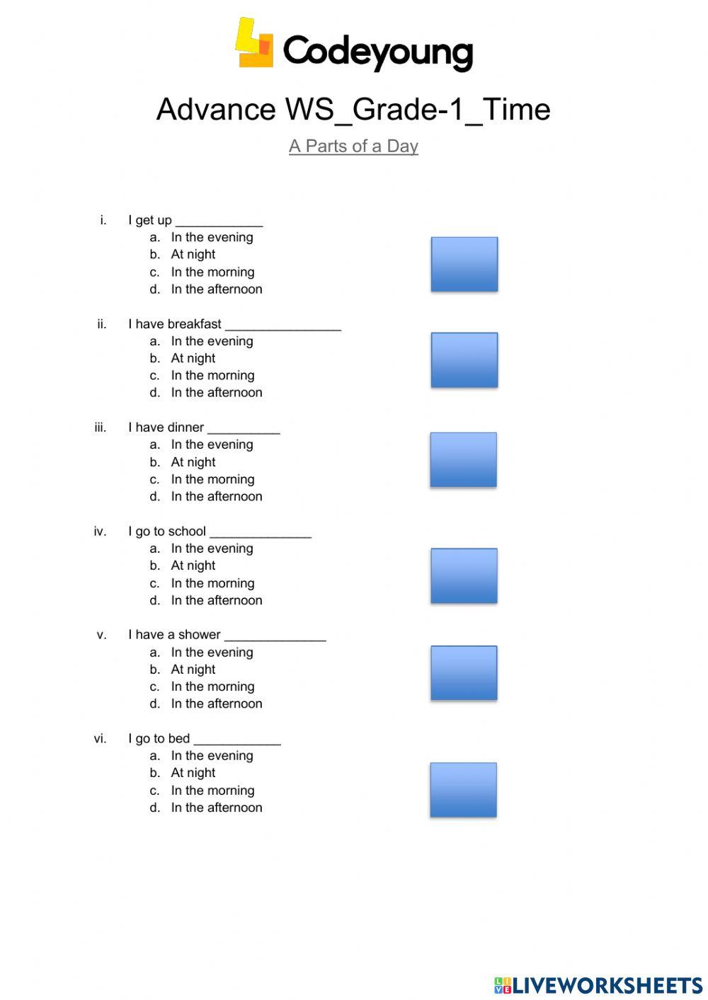 PARTS OF A DAY-Advance WS