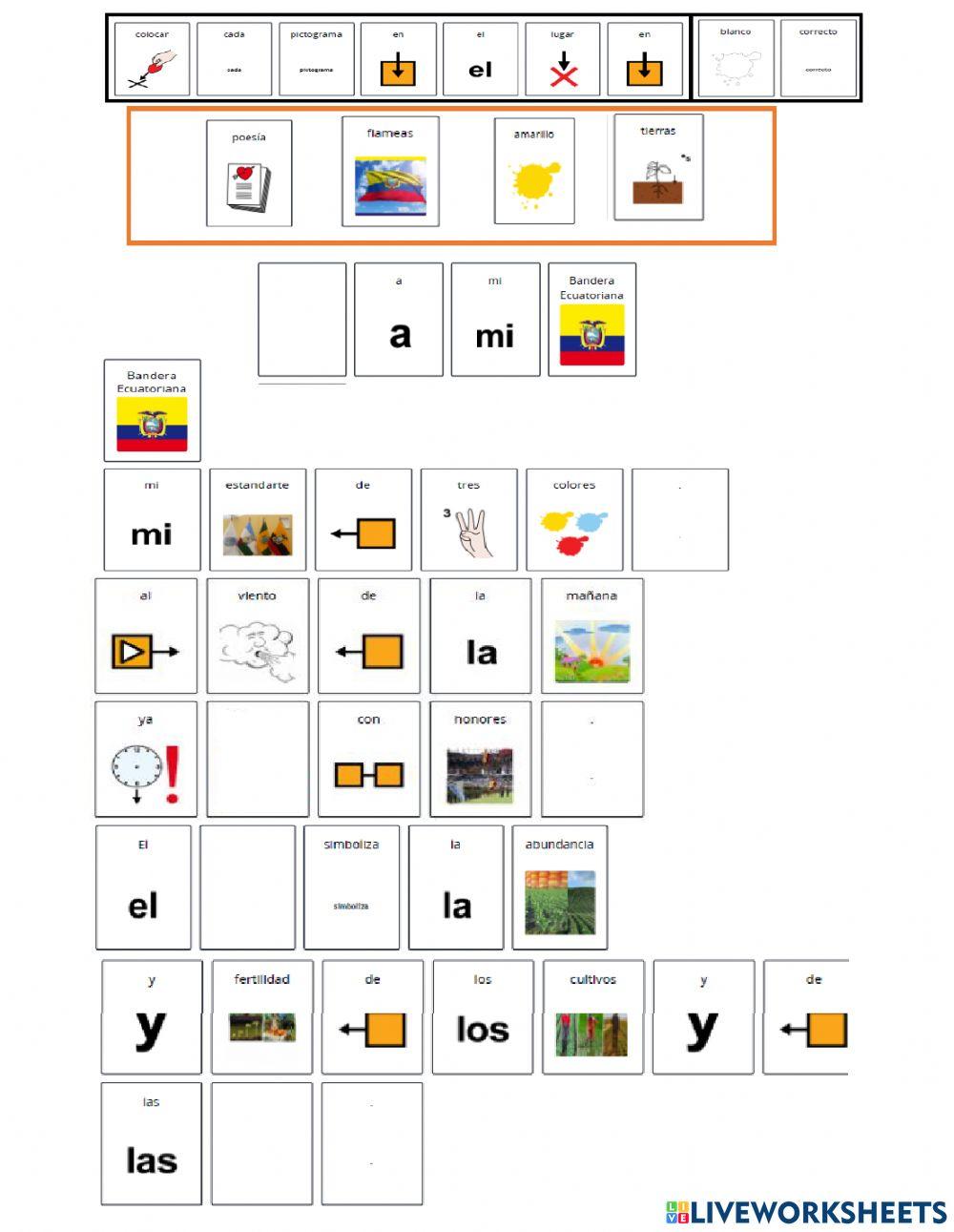 Poema a la bandera de Ecuador en pictogramas