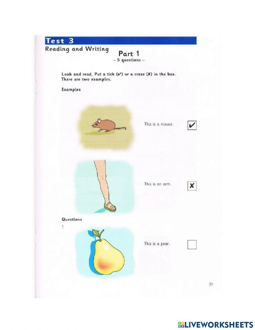Test 3 reading & writing