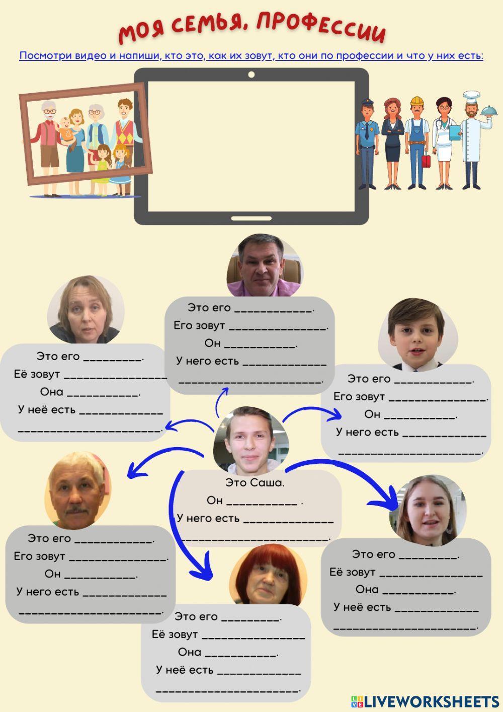 Моя семья. Профессии.