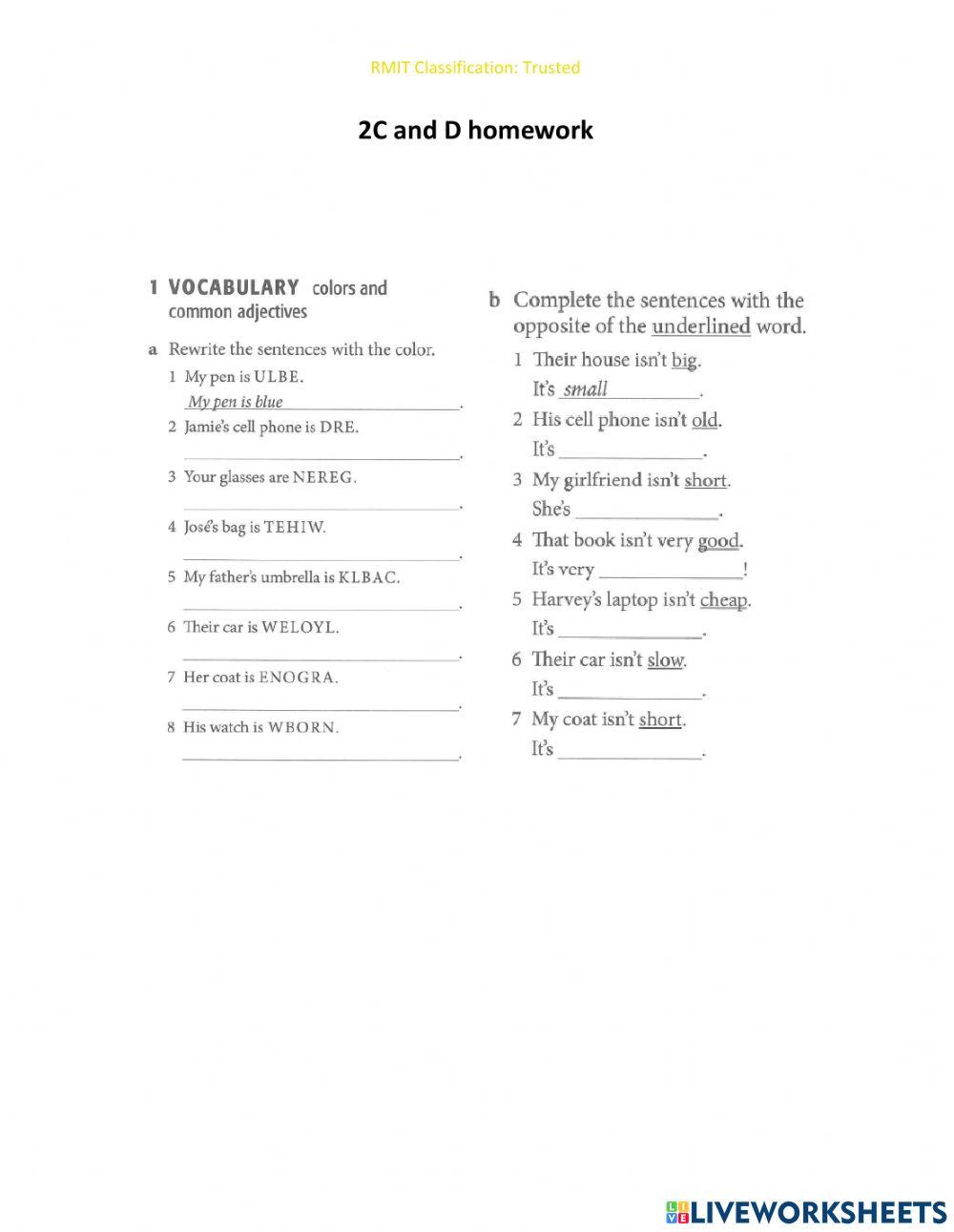 2C and D Starters worksheet | Live Worksheets