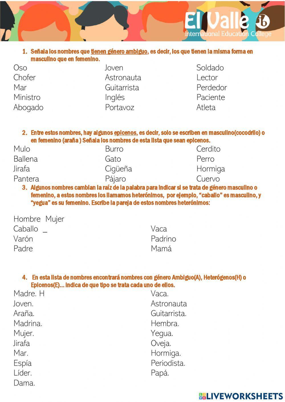 El género del nombre o sustantivo