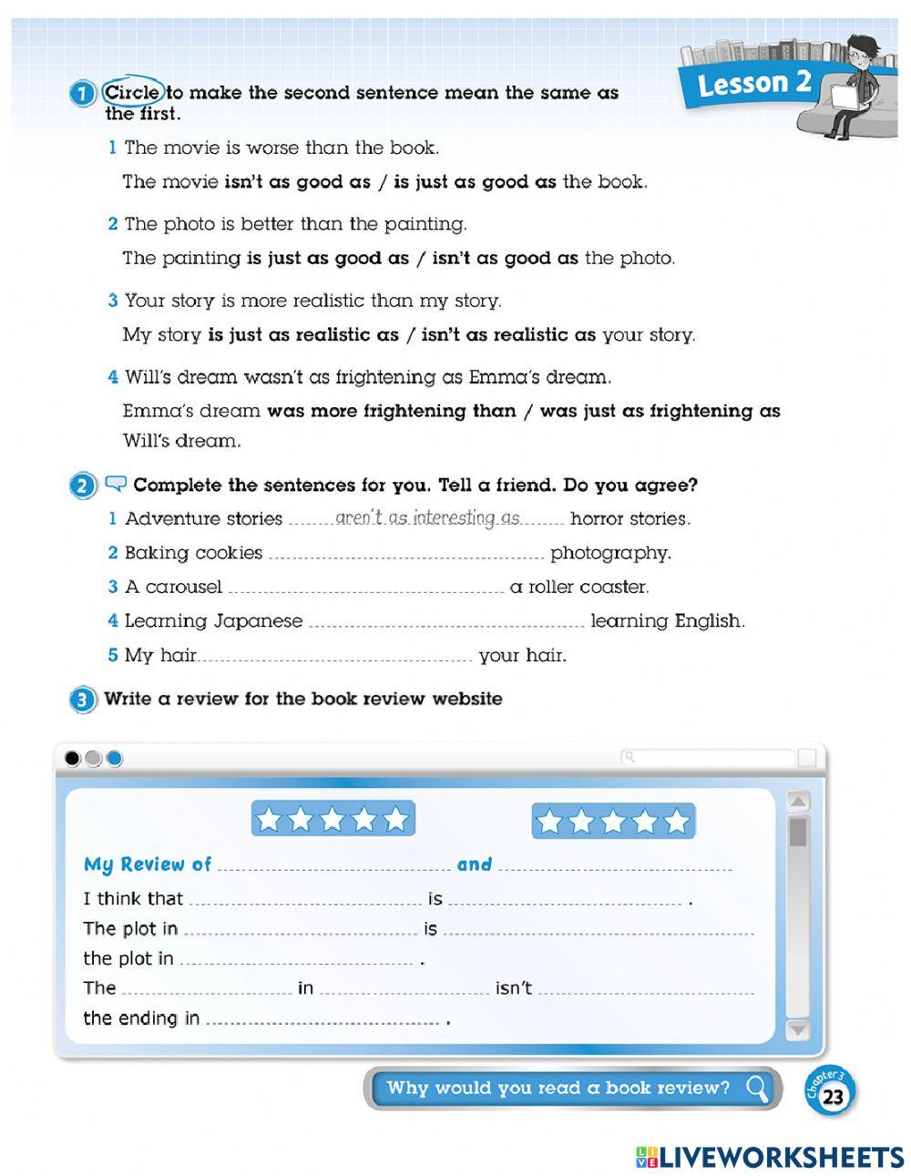 Chapter 3 Lesson 2 worksheet | Live Worksheets