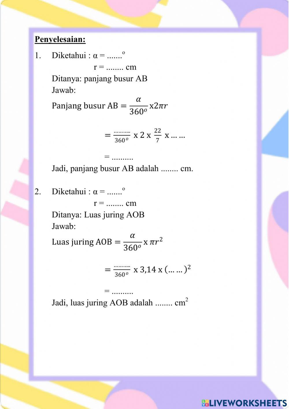 Panjang Busur dan Luas juring Panjang Busur dan Luas juring