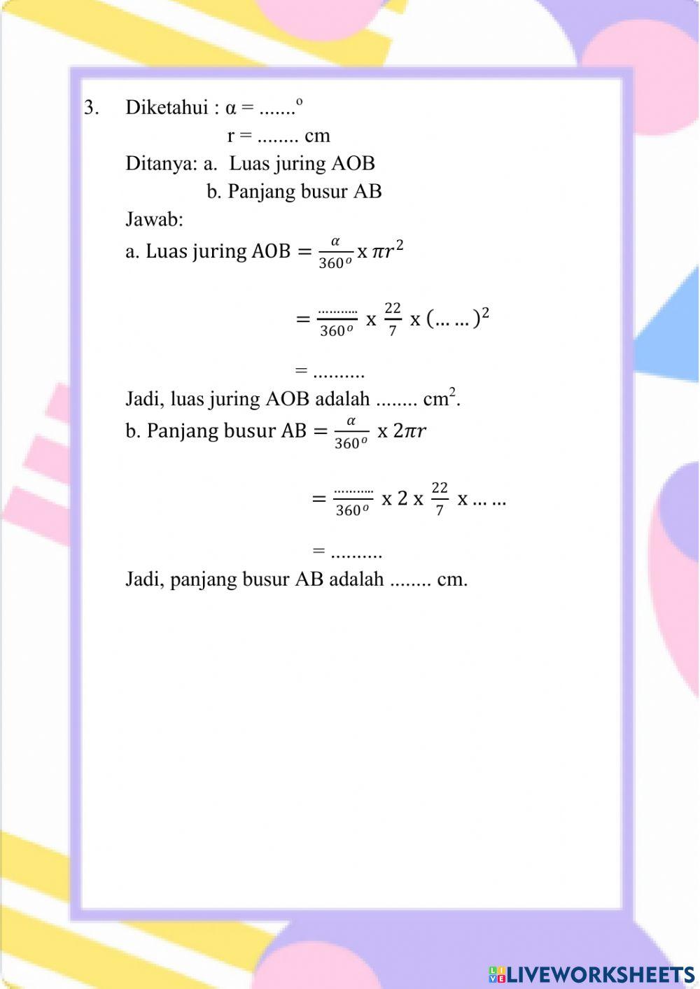 Panjang Busur dan Luas juring Panjang Busur dan Luas juring