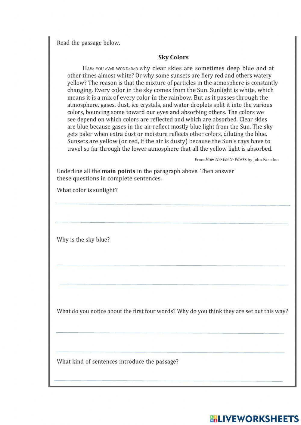Grade 5 writing 1 online exercise for | Live Worksheets