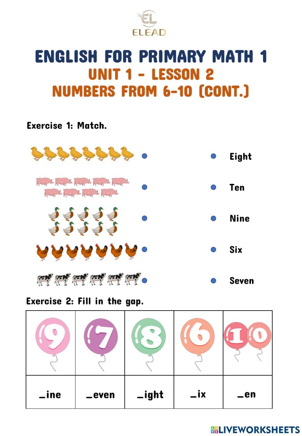 EPM1-Unit 1-Lesson 1: Numbers 6-10 (cont.)
