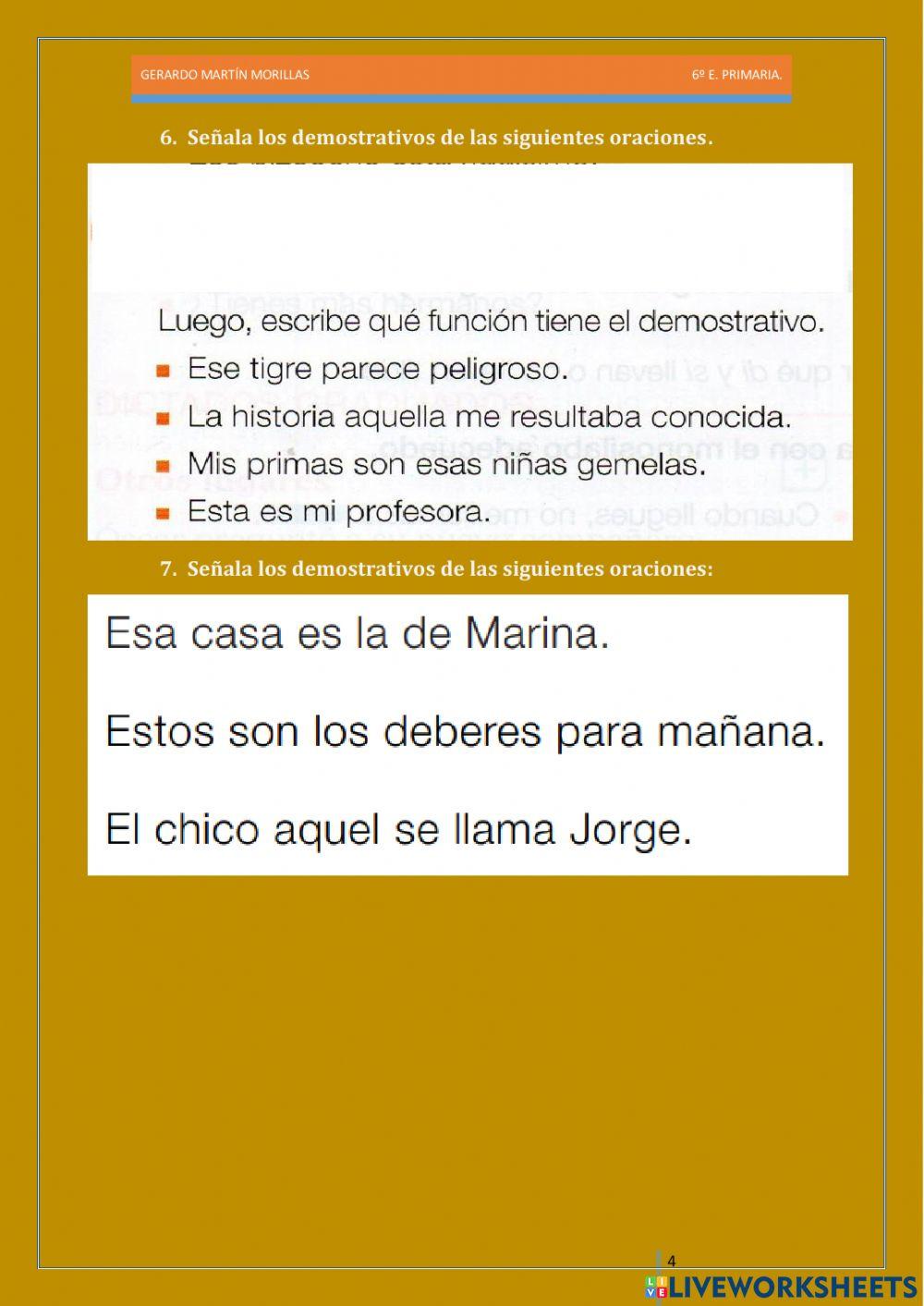 Taller de gramática. Ficha 2. 6º.