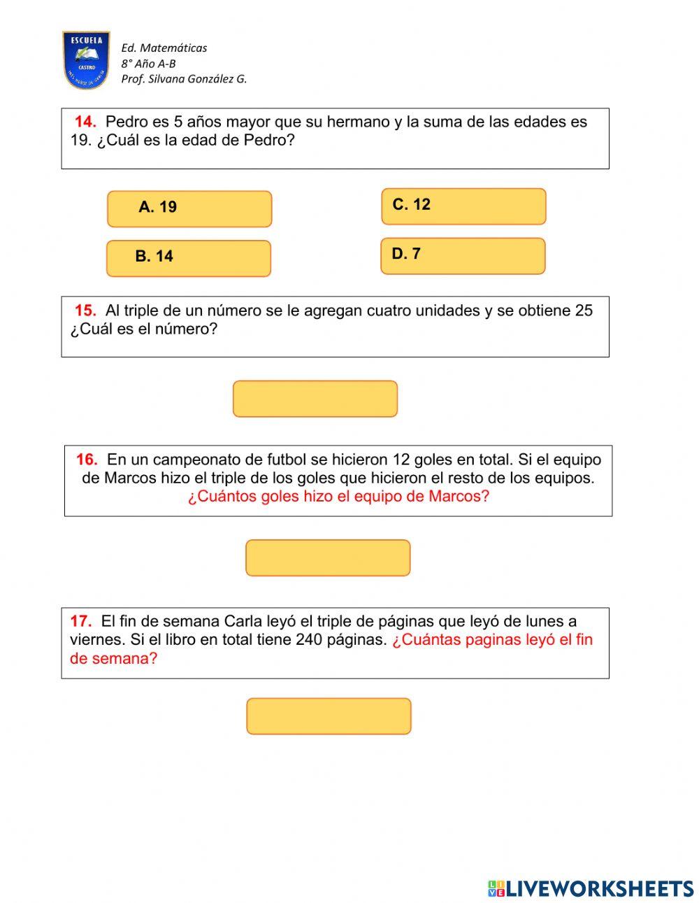 Preparación Evaluación Álgebra