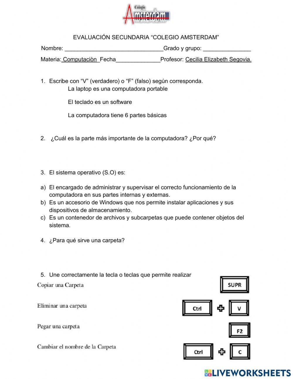 Examen secundaria septiembre