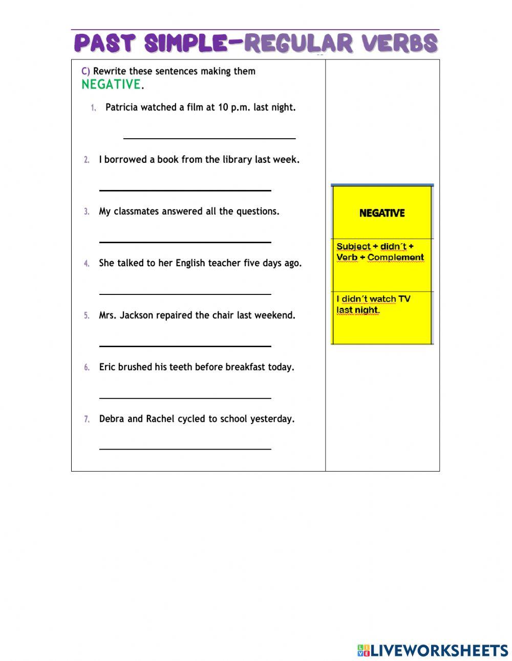 Past simple Regular Verbs
