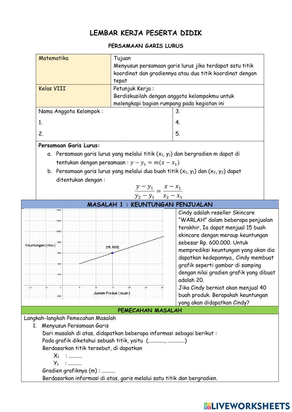 Persamaan Garis Lurus