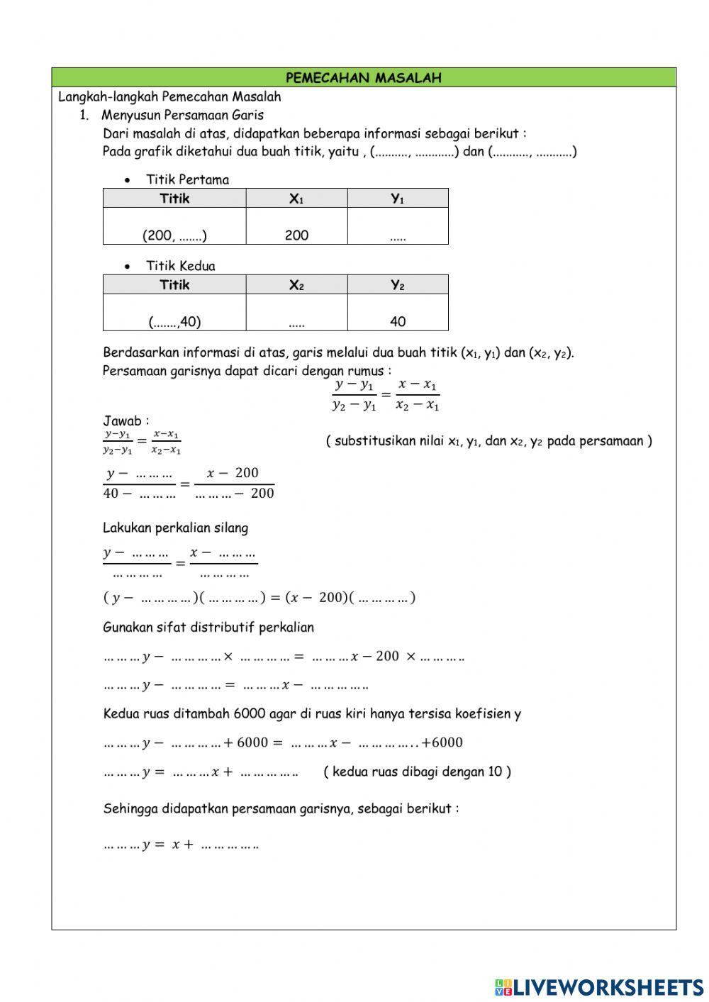 Persamaan Garis Lurus