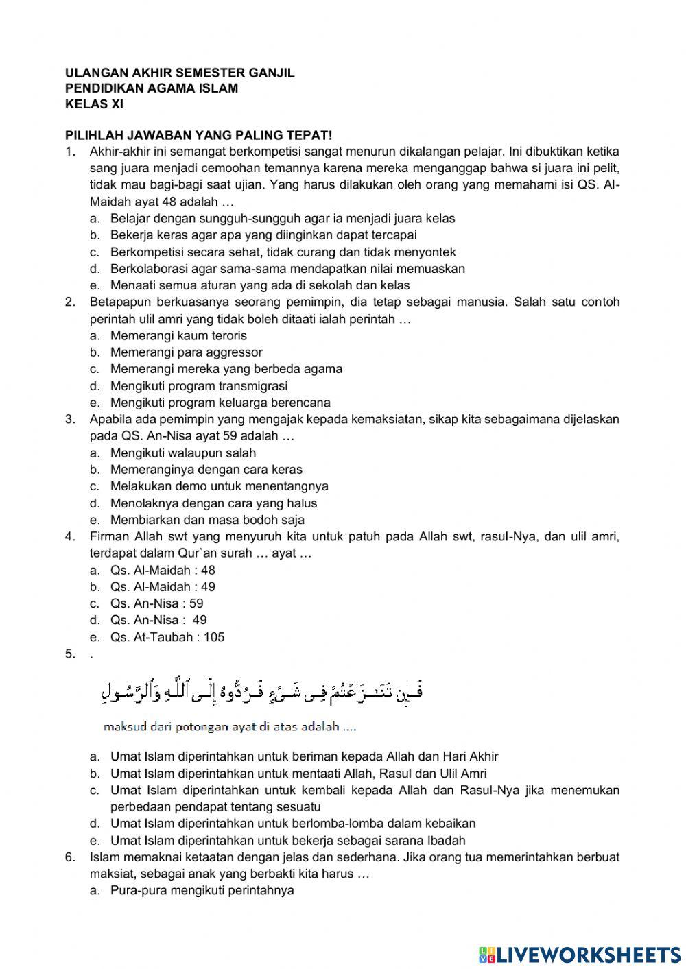 Uas ganjil pai kls xi