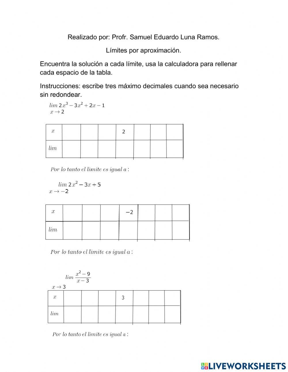 Limites por aproximación