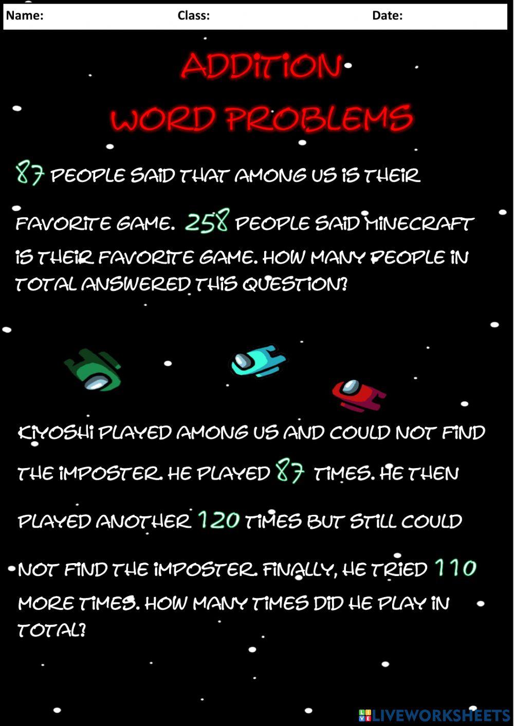 Addition Word Problems