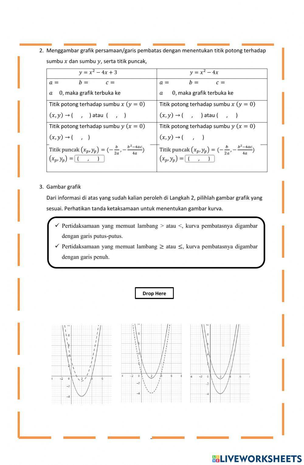 LKPD Sistem Pertidaksamaan Dua Variabel (Kuadrat-Kuadrat)