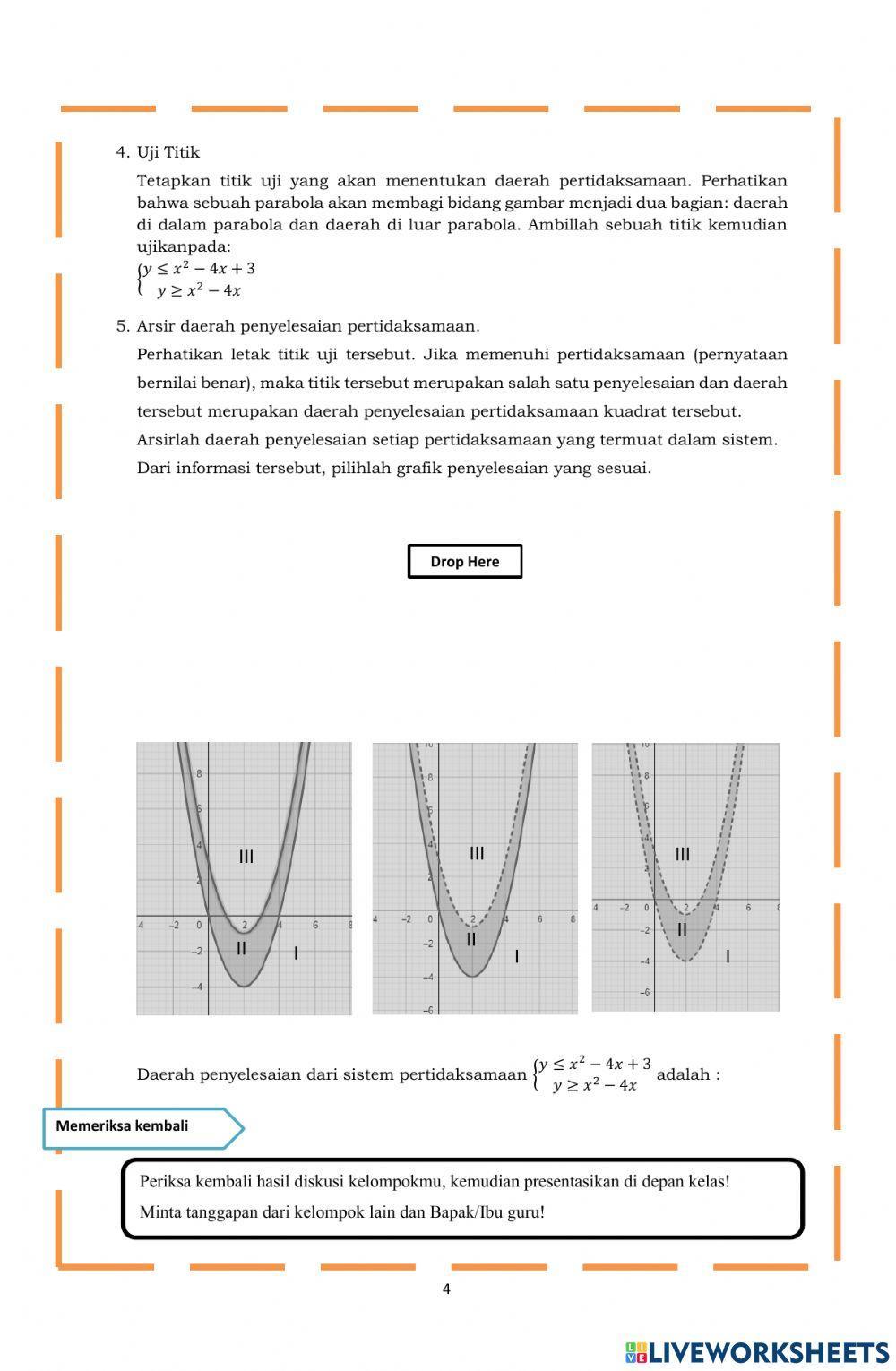 LKPD Sistem Pertidaksamaan Dua Variabel (Kuadrat-Kuadrat)