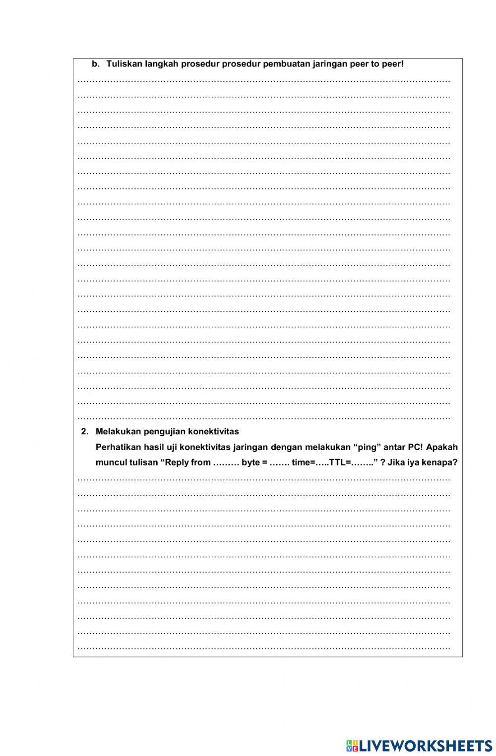 Worksheet pertemuan 1 peer to peer