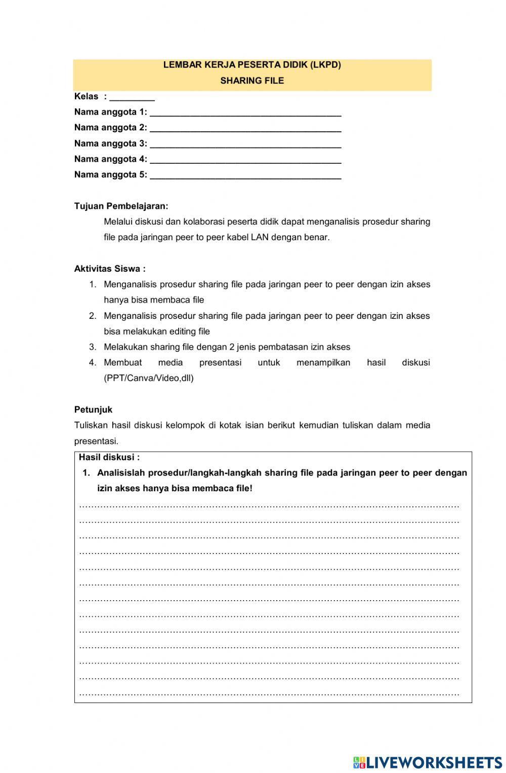 Worksheet pertemuan 2 Sharing File