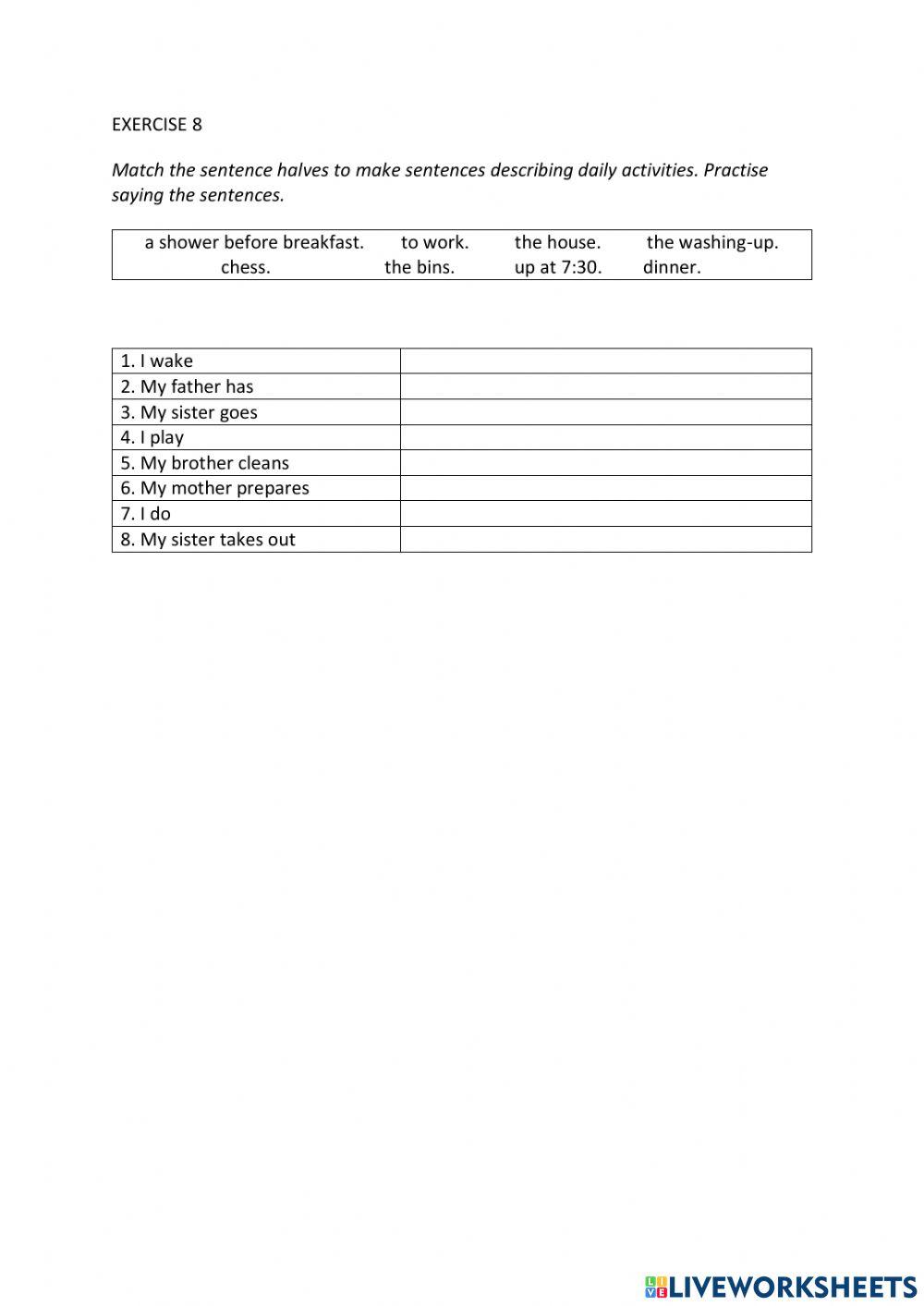 IE0, Unit 1, Listening and Speaking, Exercise 8