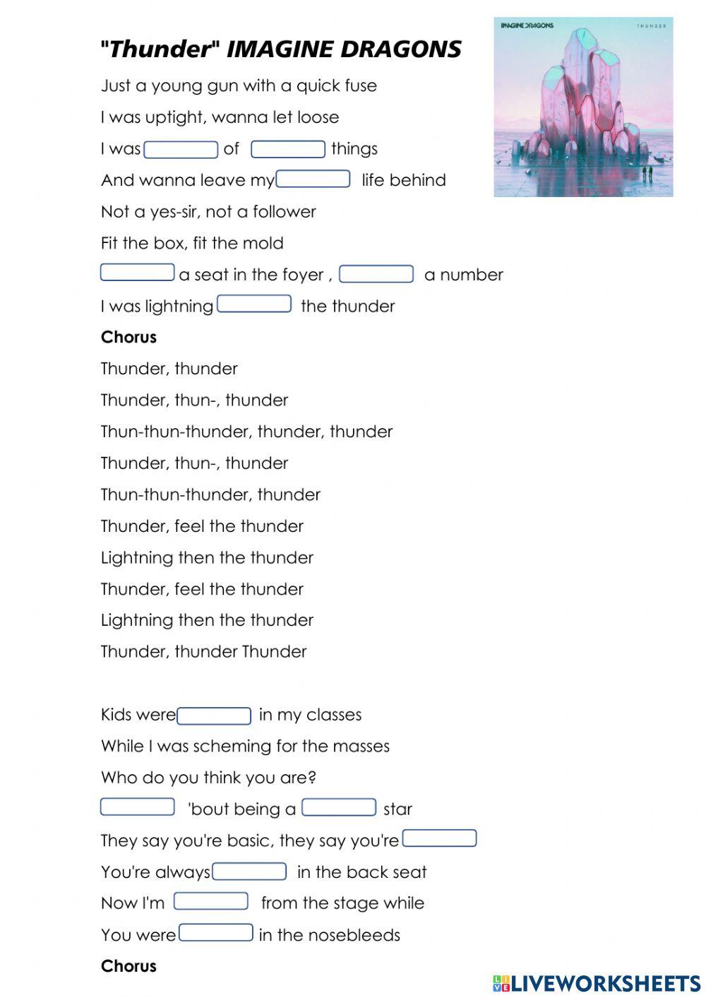Thunder Imagine Dragons online exercise for | Live Worksheets