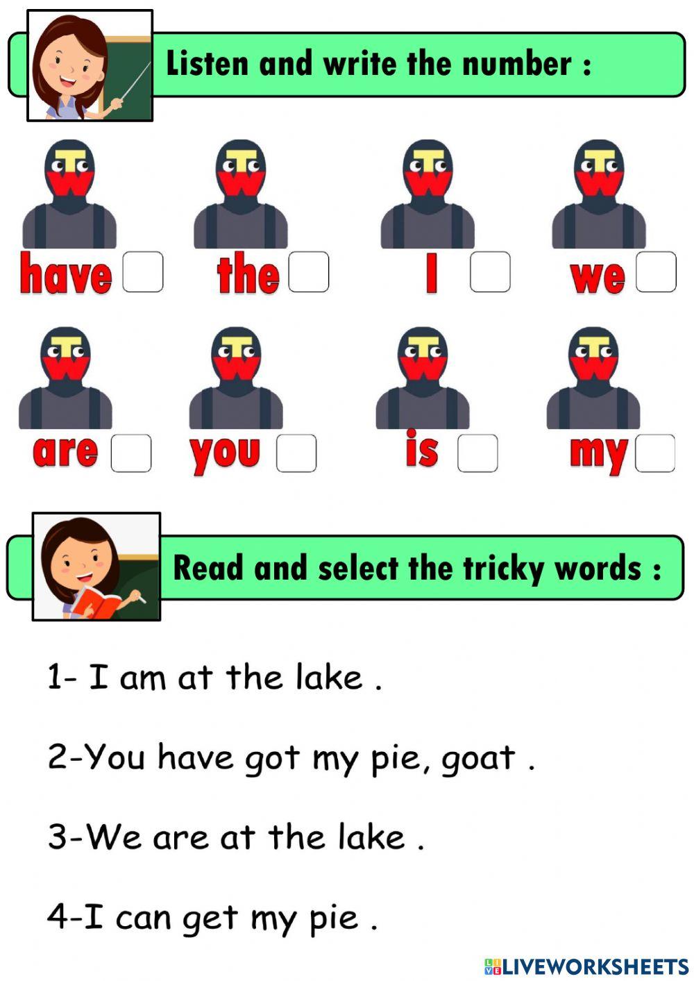 Tricky words (At the lake )