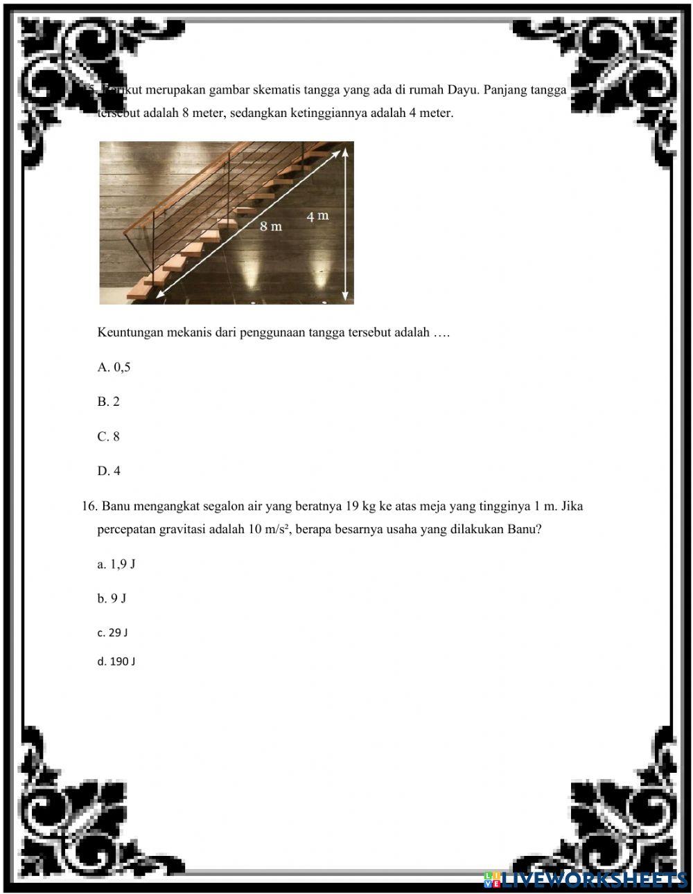 Penilaian sumatif pilihan ganda udaha dan pesawat sederhana