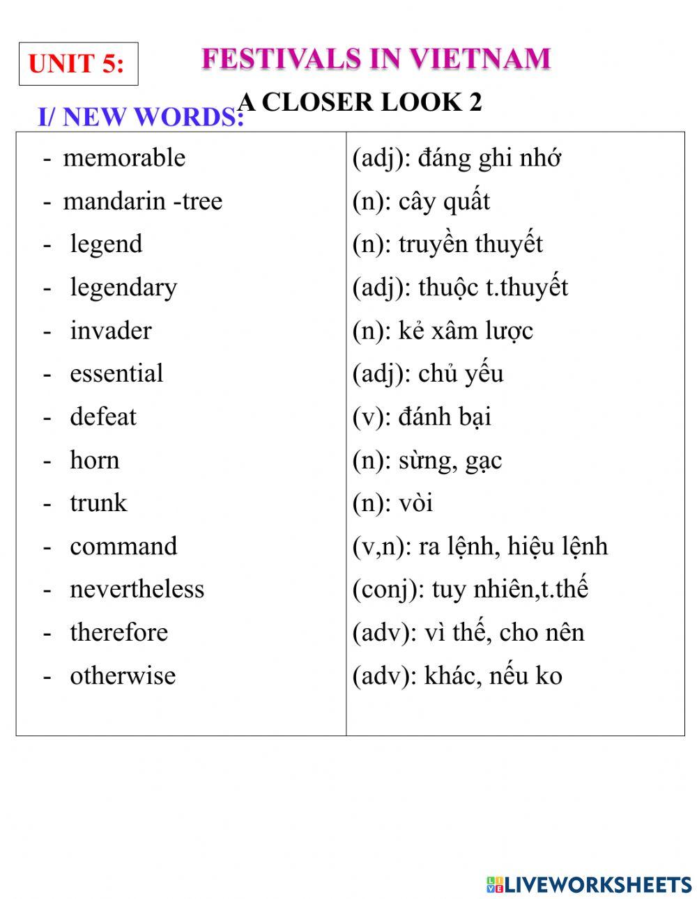 English 8- unit 5- a closer look 2
