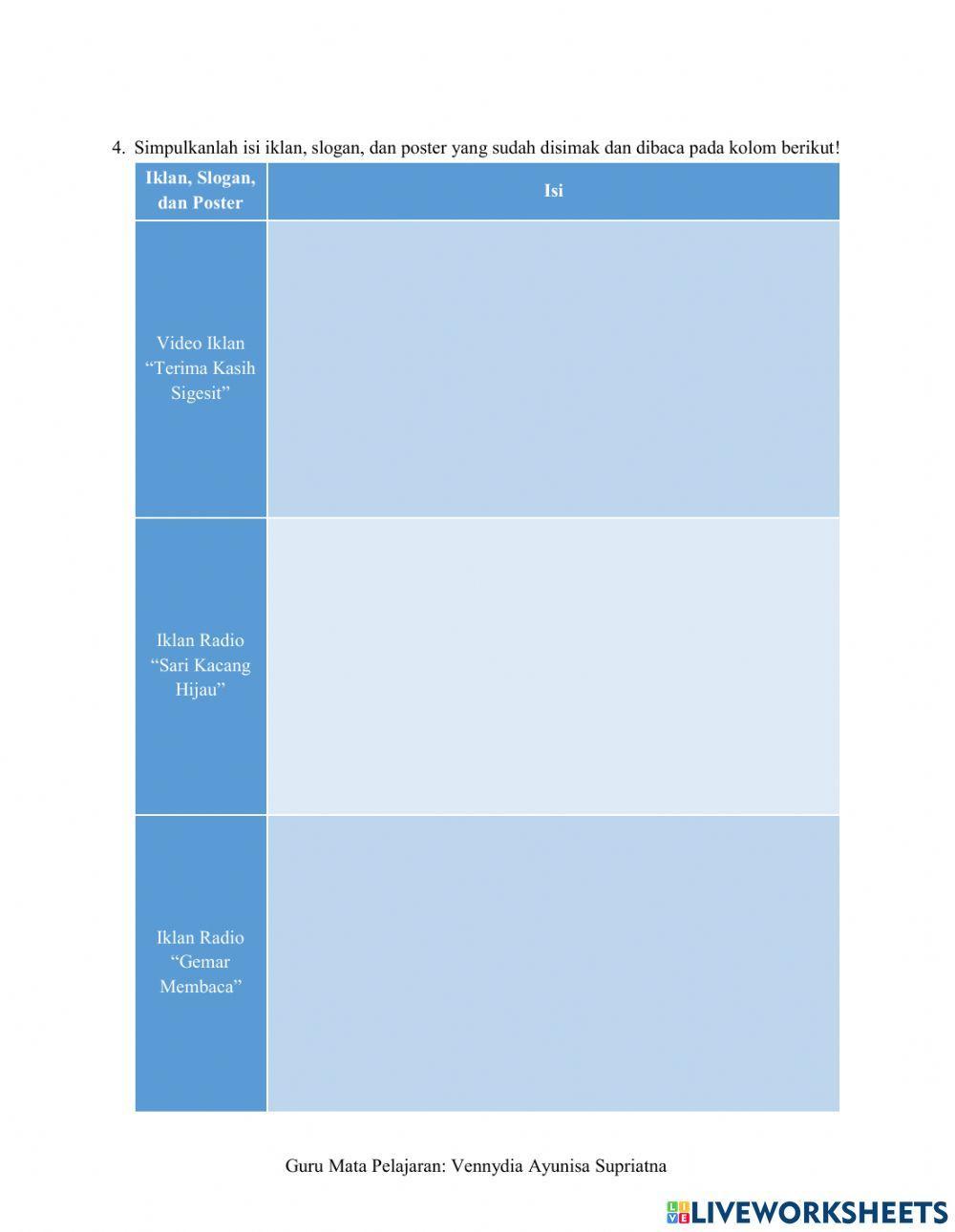 LKPD 2 Teks Iklan, Slogan, dan Poster