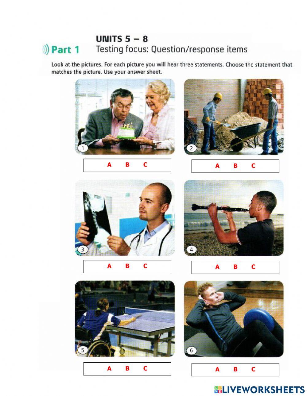Tactics for listening basic test u5 12 worksheet live worksheets