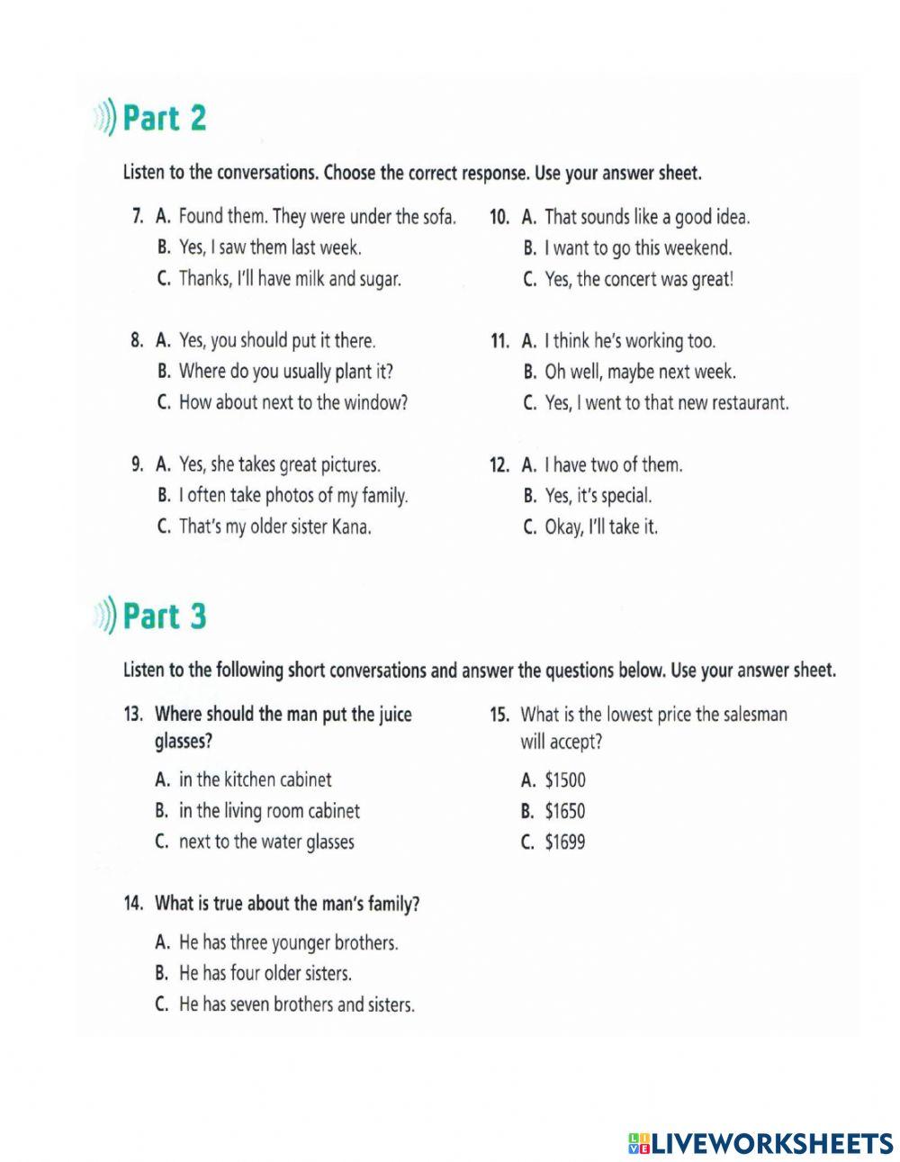 Tactics for listening basic - test U5-12