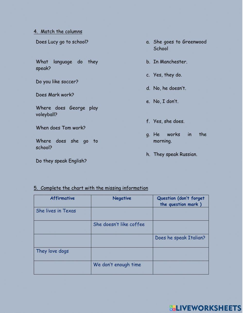 Simple present exam v1