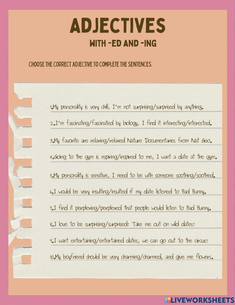 Adjectives with -ed and -ing