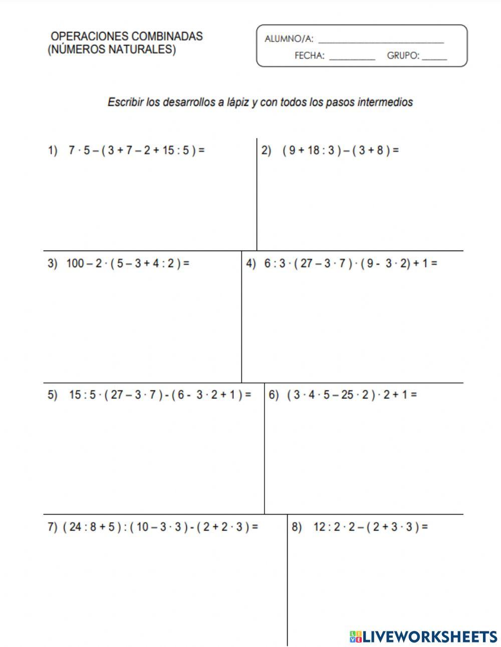 Operaciones combinadas naturales