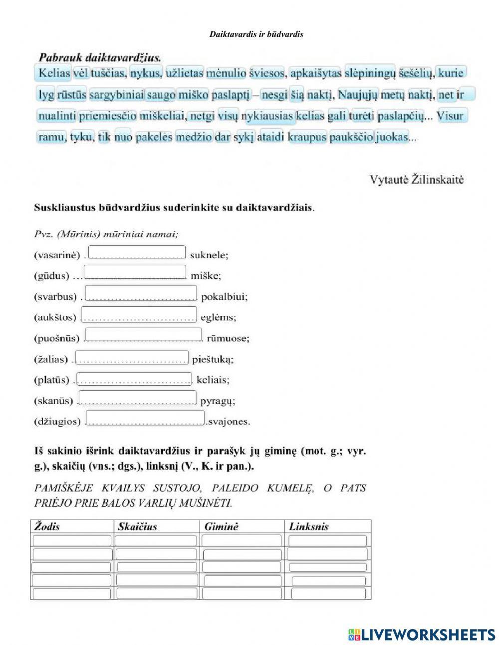 Daiktavardis ir būdvardis