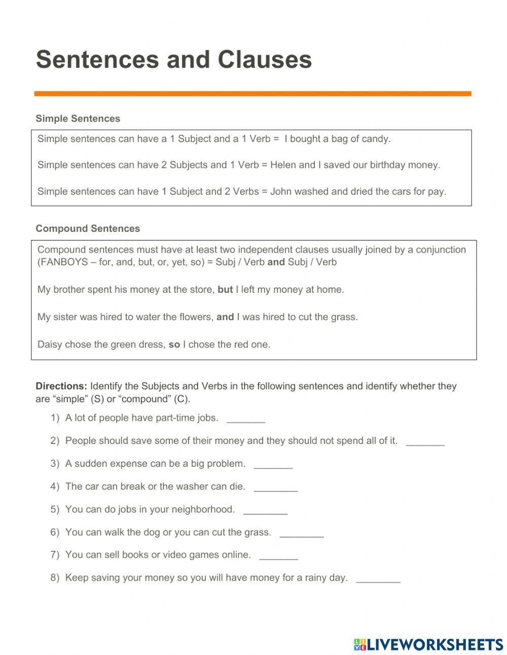 Sentences and Clauses