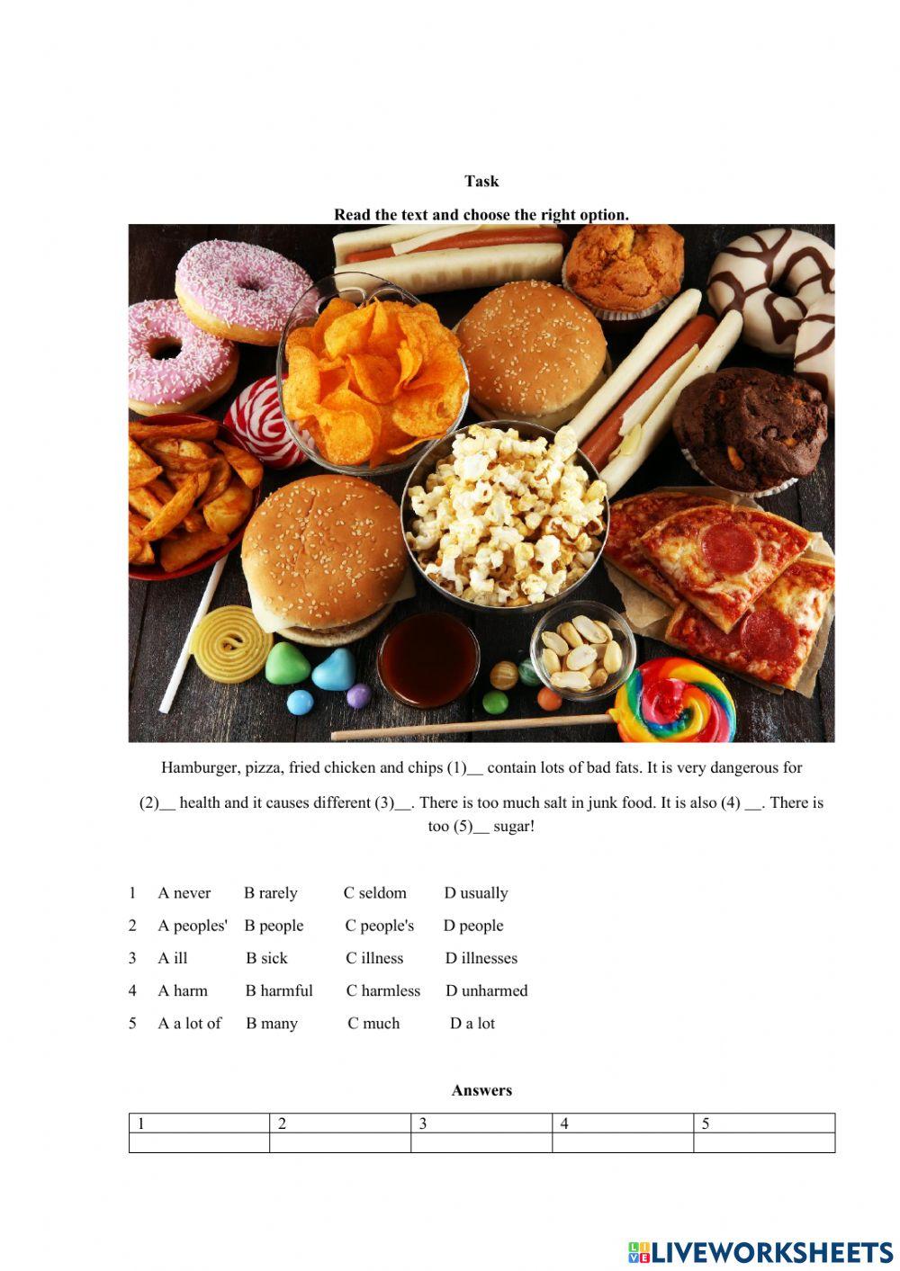 Worksheet. Food