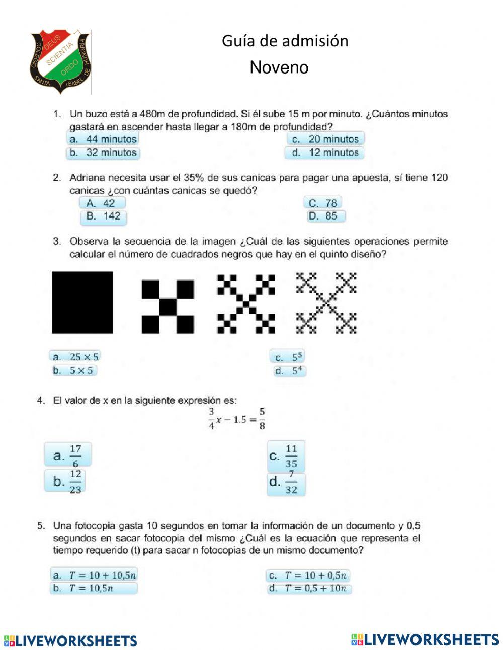 Guía admisión noveno