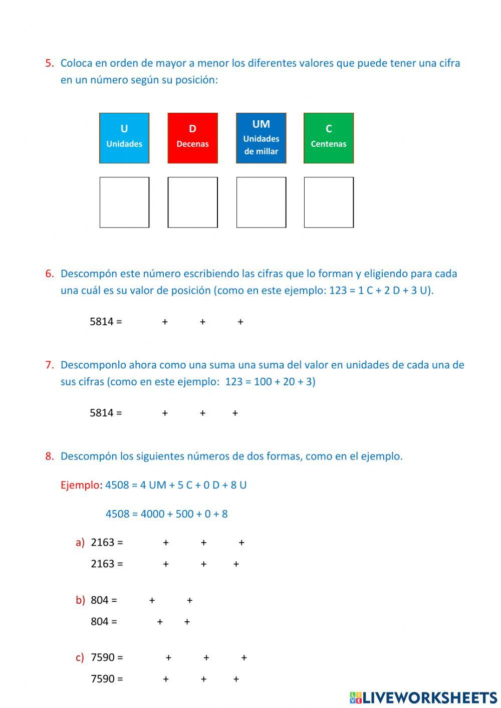 Números de tres y cuatro cifras