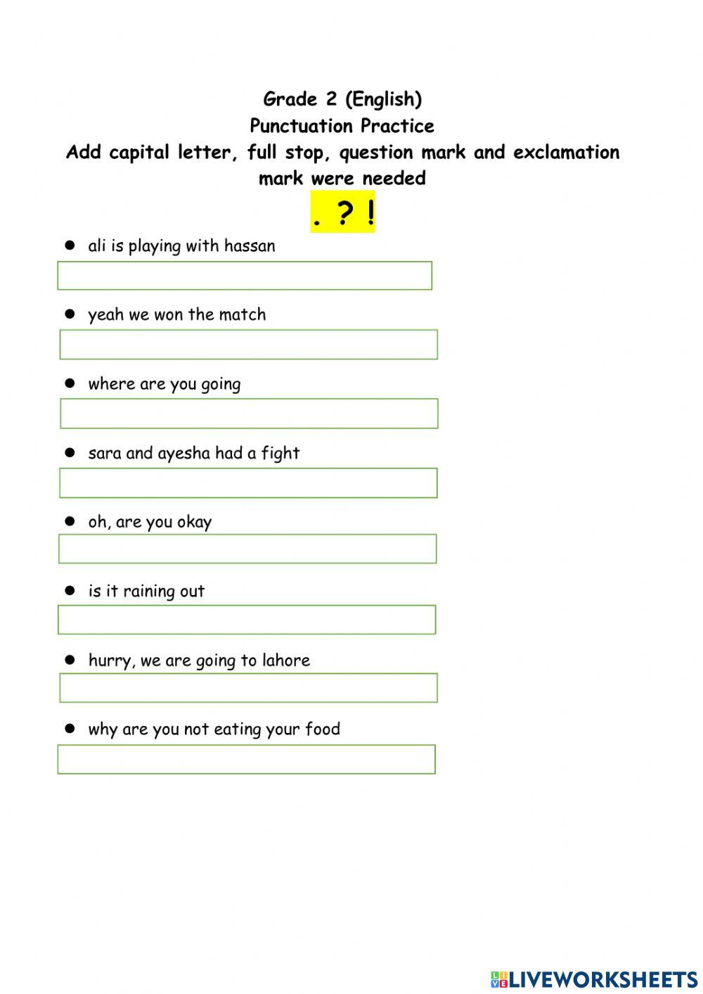 Punctuation 2158794 Sumi_shoeb LiveWorksheets