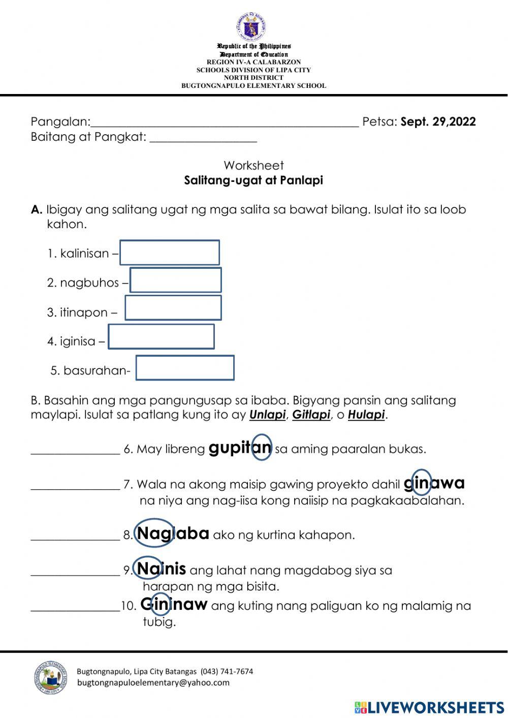 Pandiwa at panlapi worksheet in 2022 worksheets for g vrogue co