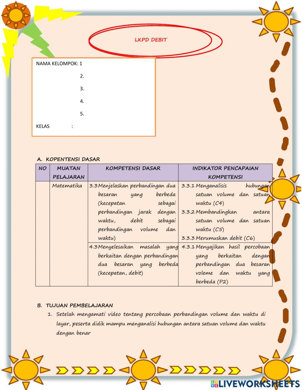 Lkpd perbandingan volume dan waktu