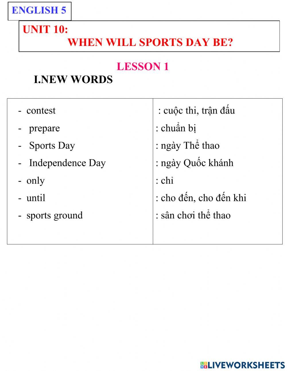English 5- unit 10- lesson 1