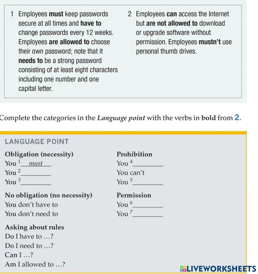 Modals for rules and obligations
