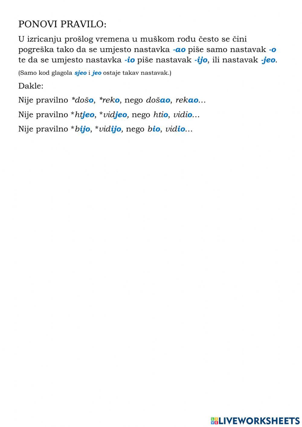 Pisanje glagola u perfektu