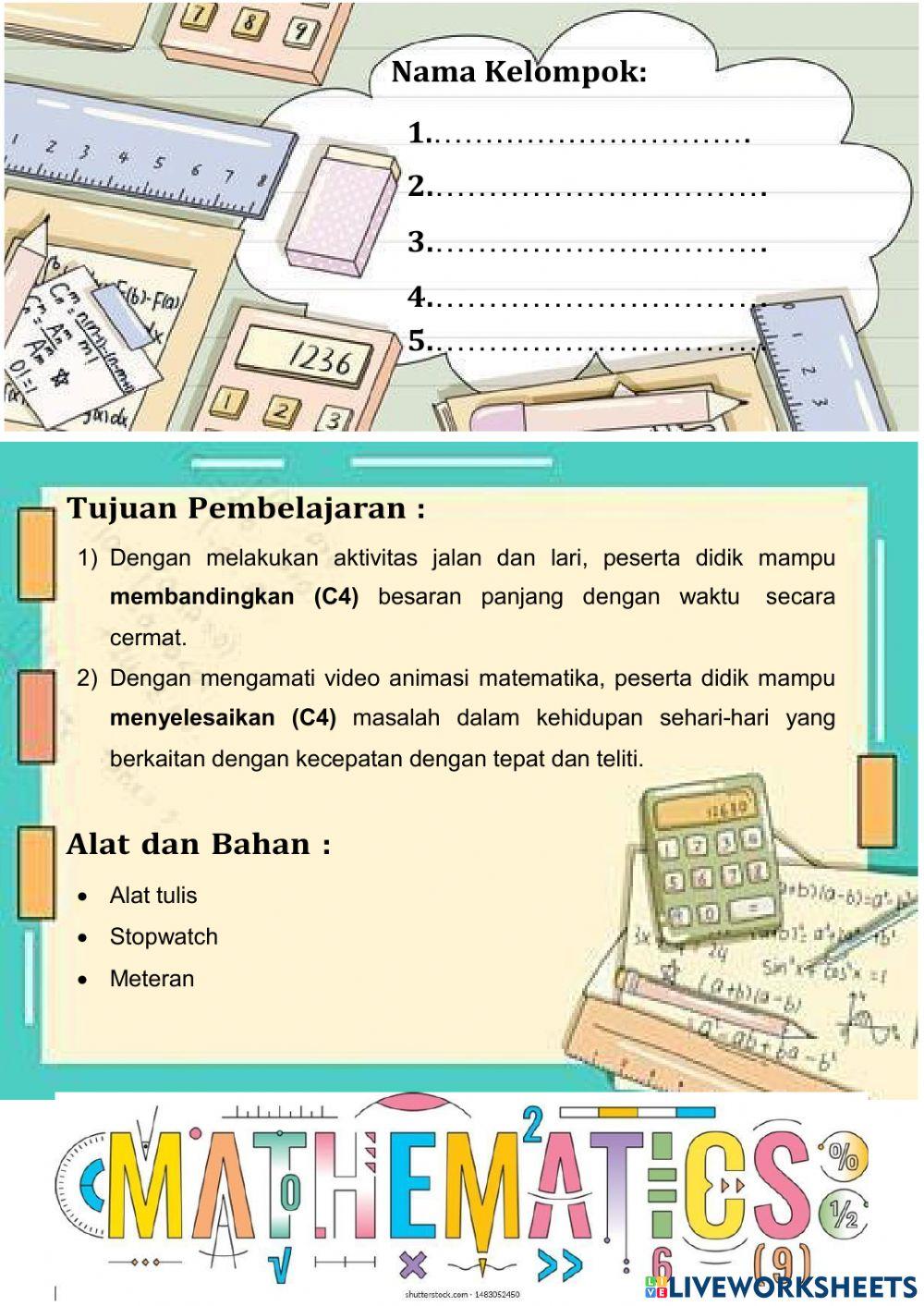 Lkpd matematika kelas 5 tentang kecepatan