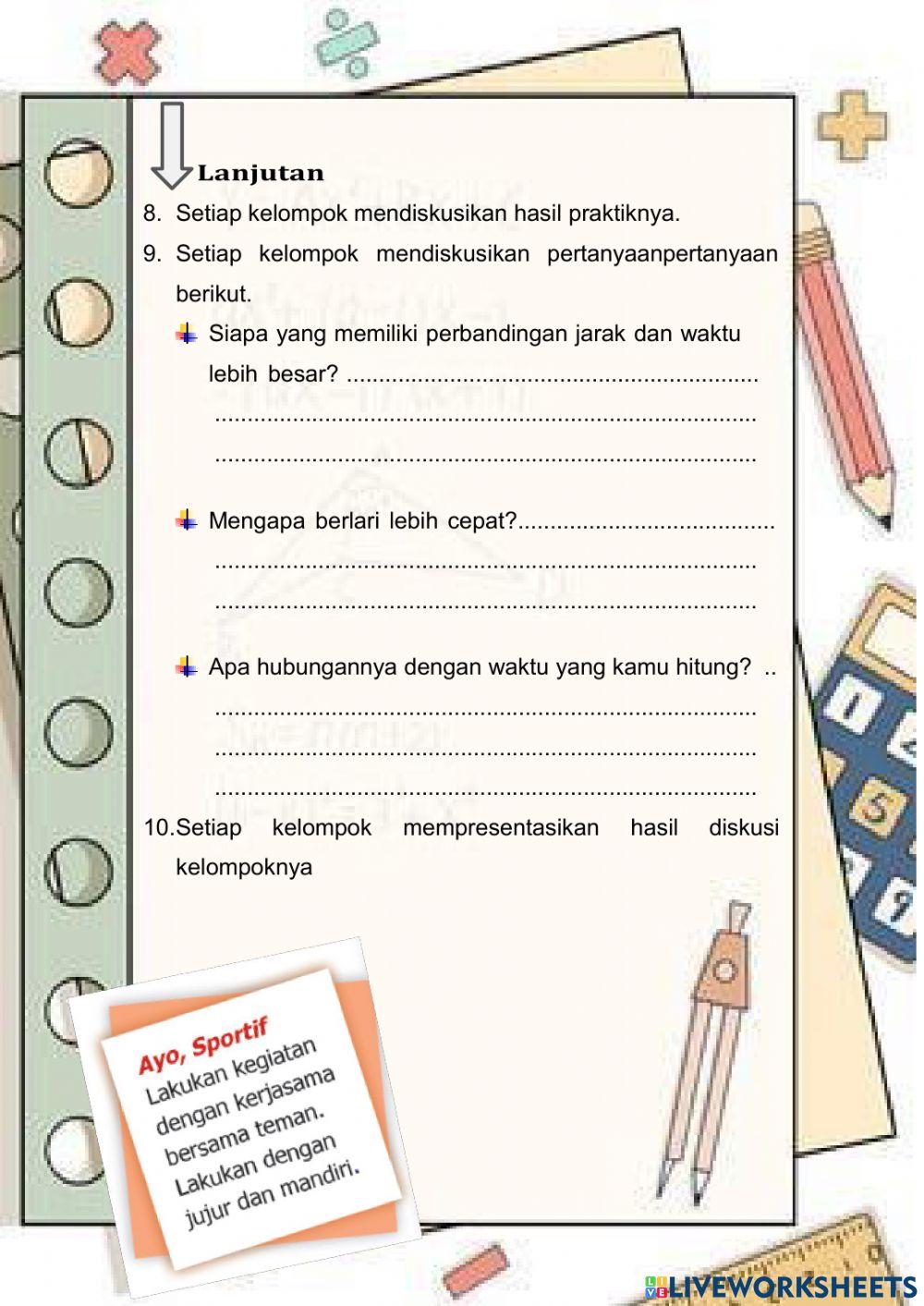 Lkpd matematika kelas 5 tentang kecepatan