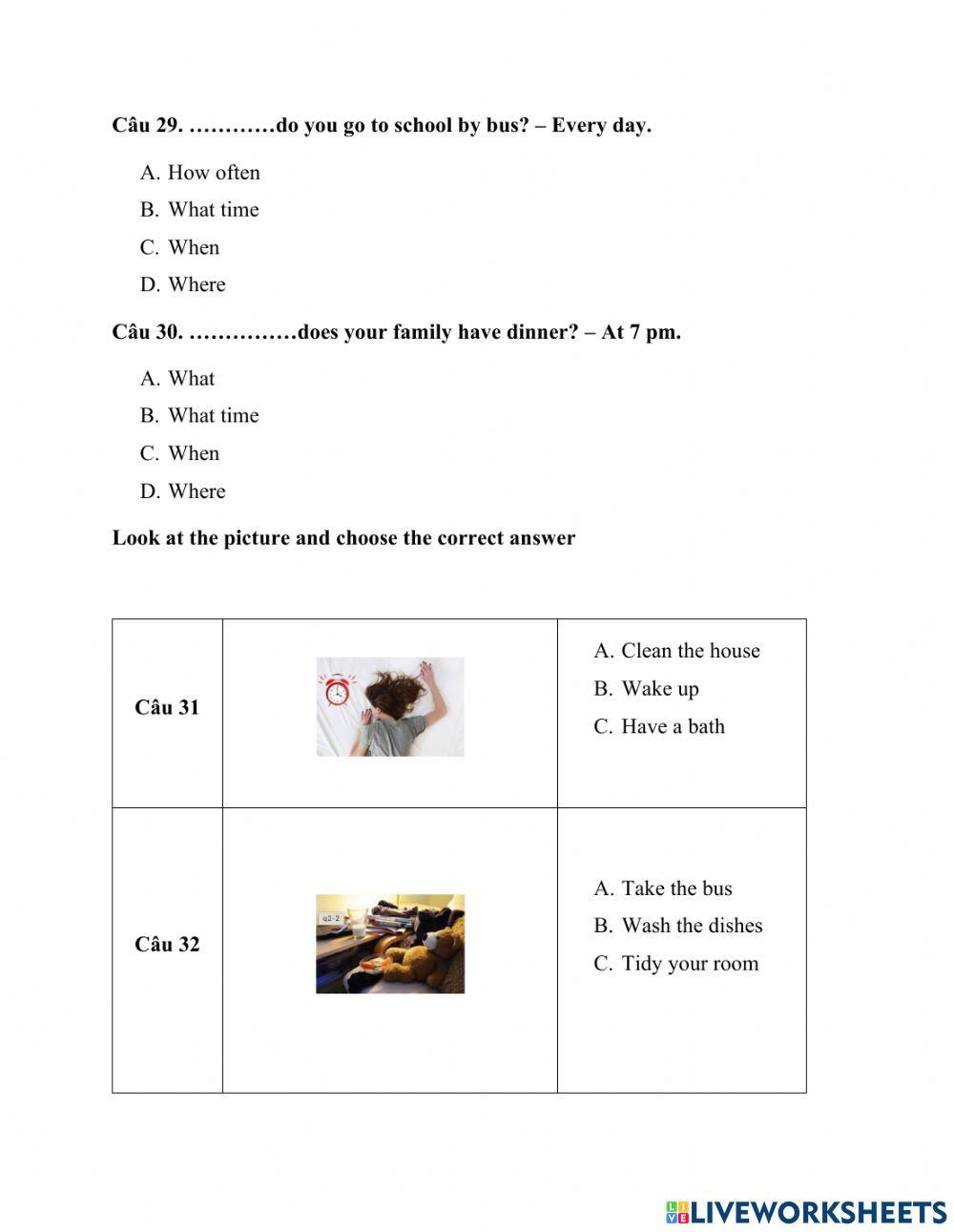 Tiéng anh 1.1 unit 7 daily activities